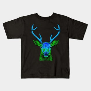 Deer Skull Interactive Green&Blue Filter T-Shirt #2 By Red&Blue Kids T-Shirt